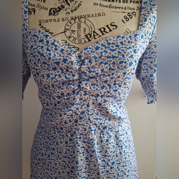 Altar'd State Blue and White Flutter Sleeve Sundress - Picture 2 of 4